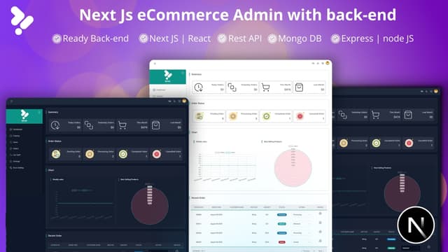 Next Js eCommerce Admin with back-end